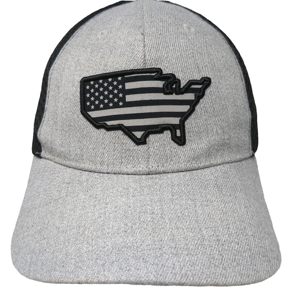 Highland Tactical Baseball Cap Gray Black One Size USA Flag Patch Mesh Back